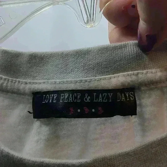 Love Peace and Lazy Days Summer Crop Top Short Sleeve T-Shirt Women's Small - Picture 3 of 3